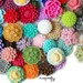 25pc medium resin flower cabochon mix, a wholesale lot of mixed sizes and styles to make earrings, rings, and hairpins
