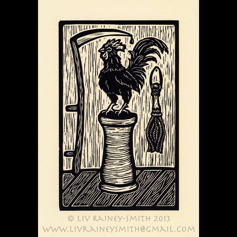 Cockerel woodcut limited edition Arcanum Bestiarum bestiary print