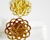 10 Large Gold Foil Doily Stickers Envelope Seals Metallic Embossed