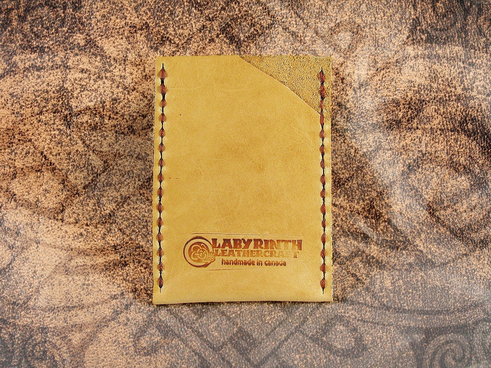 Leather Card Sleeve - Nude