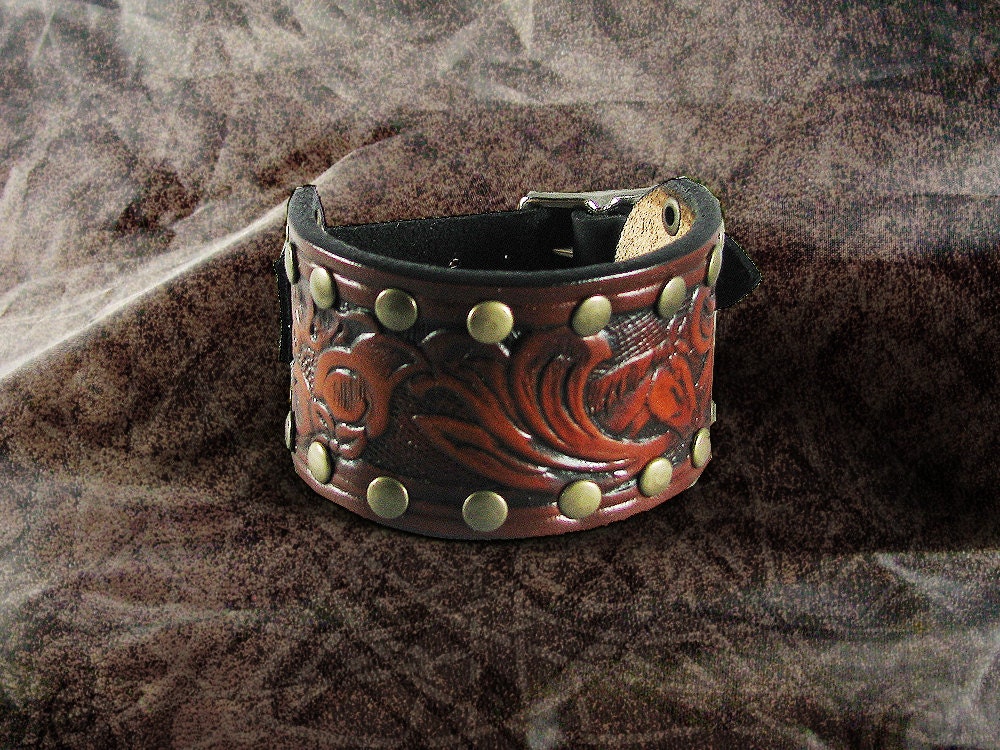 The Riveted Horse and Floral Cuff - Riveted Russet