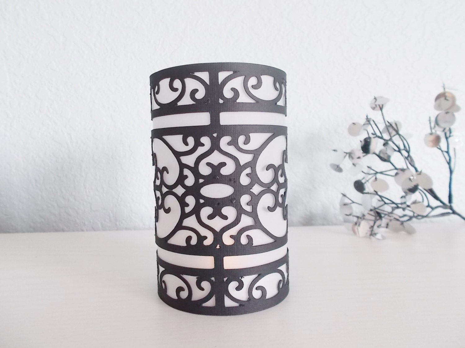 Items similar to Vellum Luminary Table Decorations Black and White