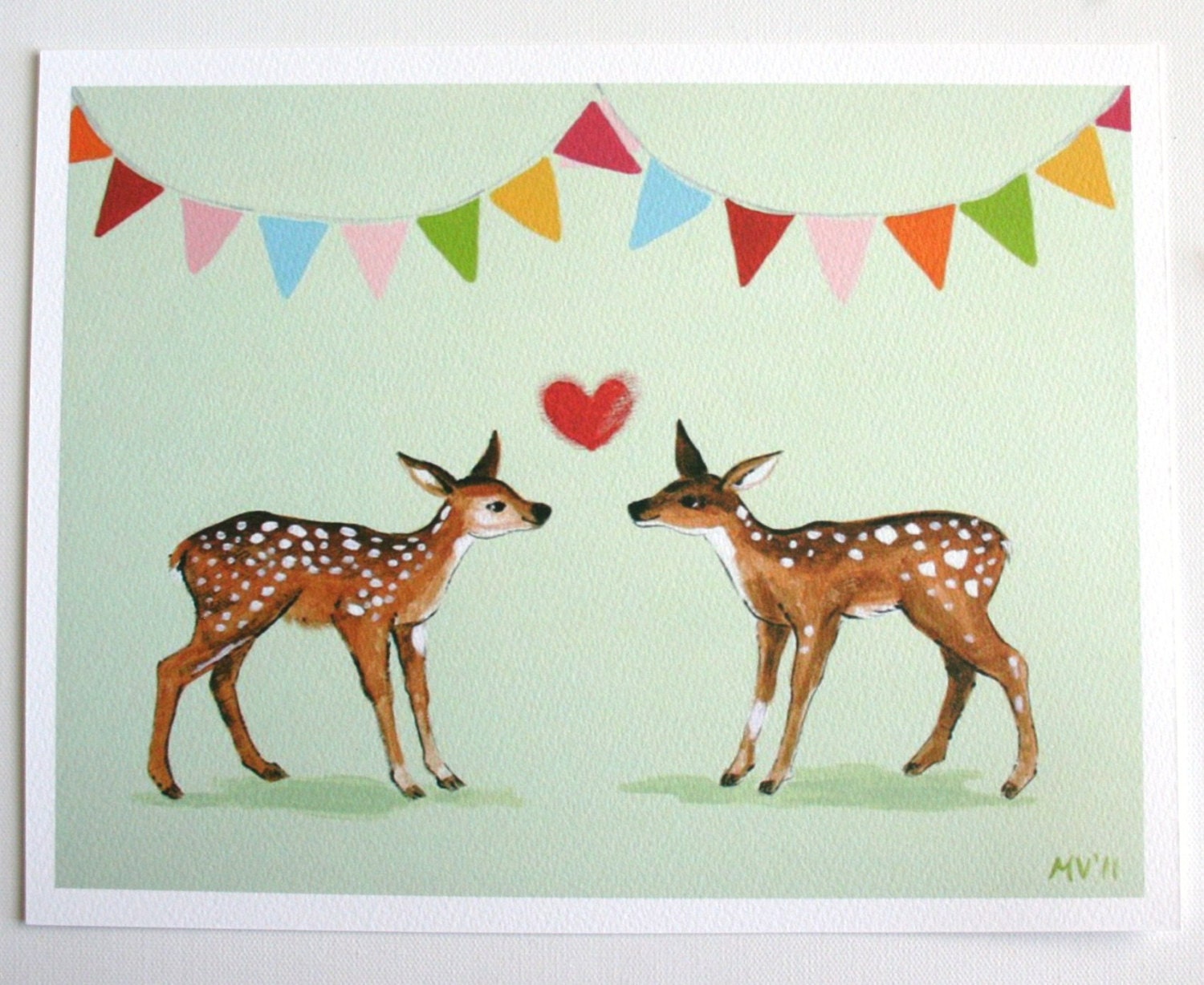 Celebrate Love - PRINT baby and kids nursery decor, deer, heart, valentines day, love, forest