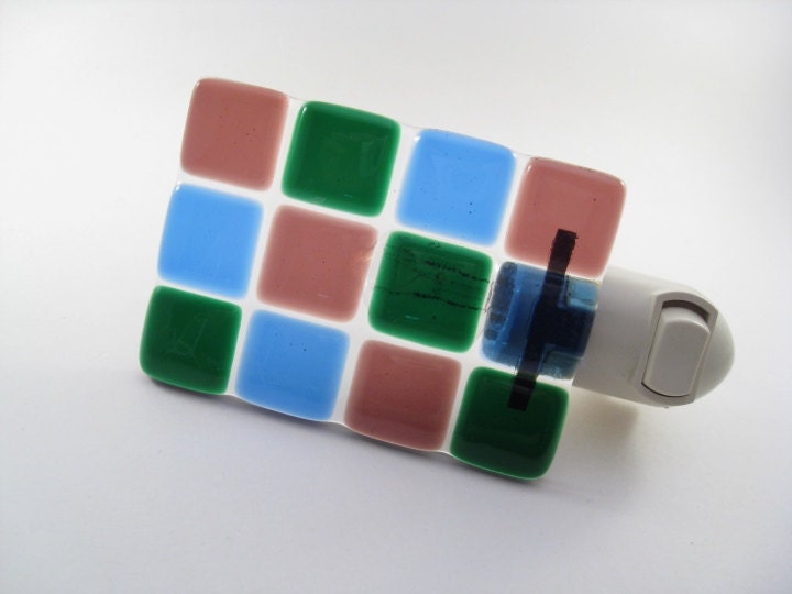 Night Light Fused Glass Purple, Green, Blue
