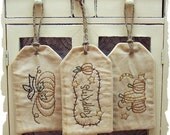 Pumpkin Tag Collection-Primitive Stitchery-E-PATTERN by Primitive Stitches-Instant Download