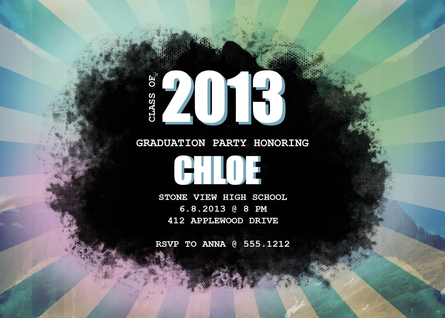 Graduation Grunge Party Invitation High School College Graduation Announcement Printable Invitation by Belleza e Luce