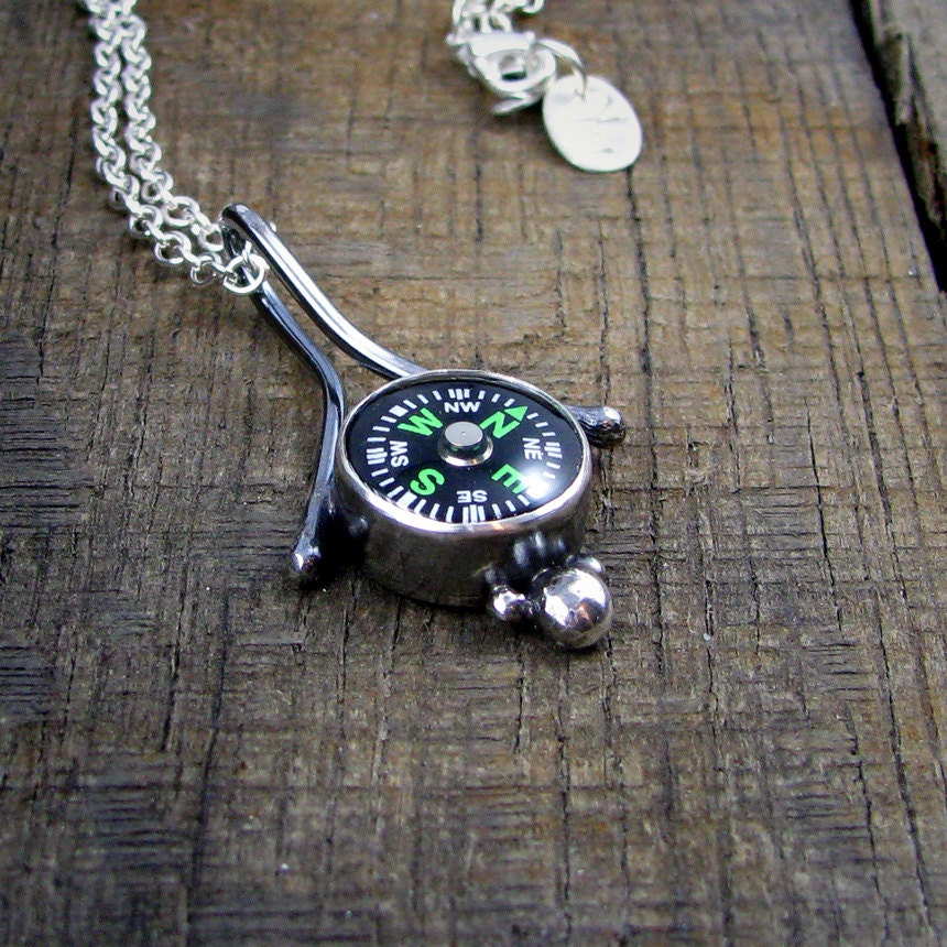 Sterling Compass Pendant Necklace - Domus (Home)