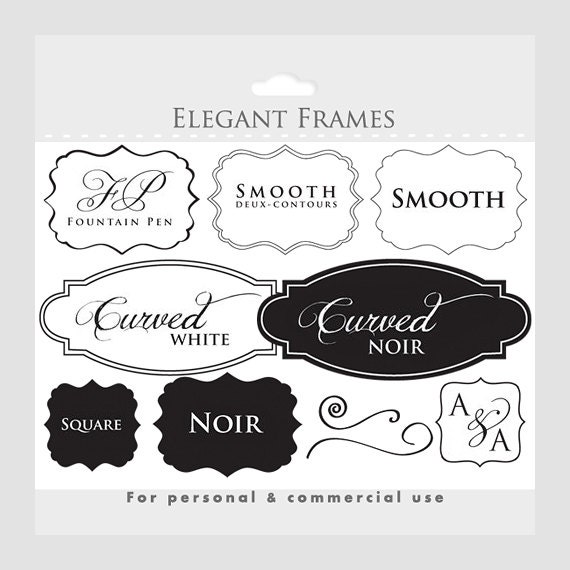 Frames clipart - elegant frames, ornate flourish frames, vintage style frames, digital frames collage and scrapbooking for commercial use