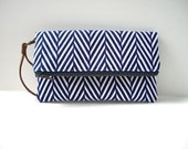 Fold Over Clutch Purse in Graphic Navy and White, Nautical Summer Clutch, Simple Clutch, Simple Clutch Bag, Women