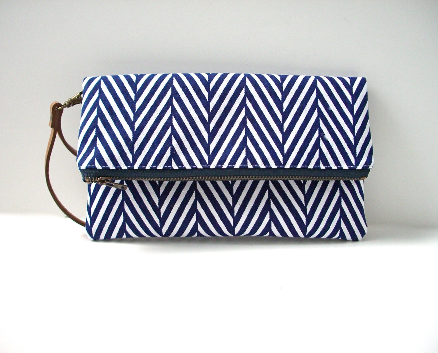 Fold Over Clutch Purse in Graphic Navy and White, Nautical Summer Clutch, Simple Clutch, Simple Clutch Bag, Women