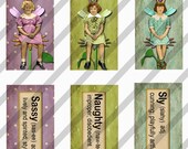 Digital Collage Sheet Meaningful Fairies 2 SHEETS of 1X2 Images (Sheet No. FS194 A & B) Dominos-Instant Download