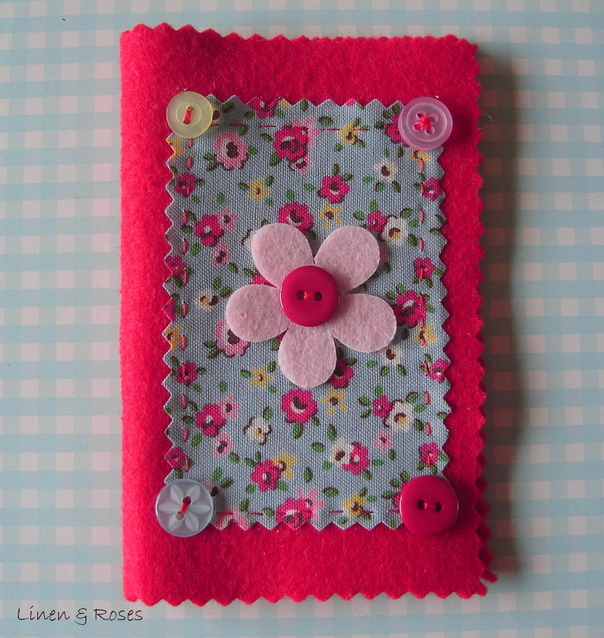 Pretty Red Felt and Floral Needlebook