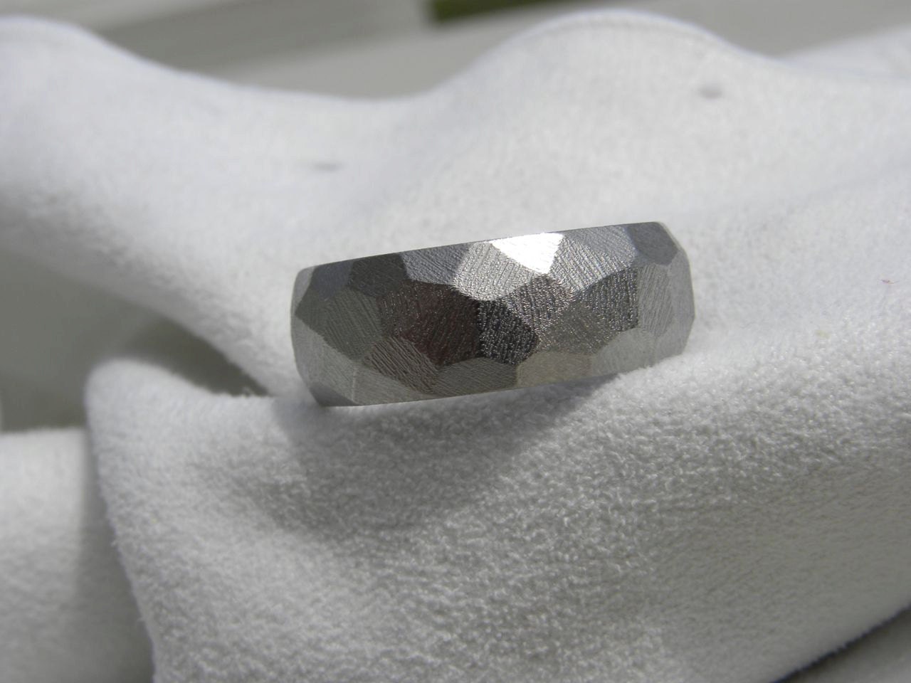 Titanium Ring with Unique Ground Profile Burnished Finish