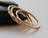 Three Hammered Stacking Rings in 14K Gold Filled. Set of 3 Rings. Slim Bands. Simple, Organic and Modern Jewelry - by kusu