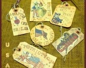 Set of SixPrimitive,Vintage look, Patriotic Tags Americana,4th of July,Summer,Gifts Scrapbooking,OFG TEAM