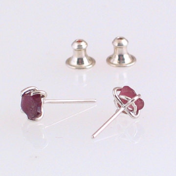 Rough Cut Garnet Post Earrings 9