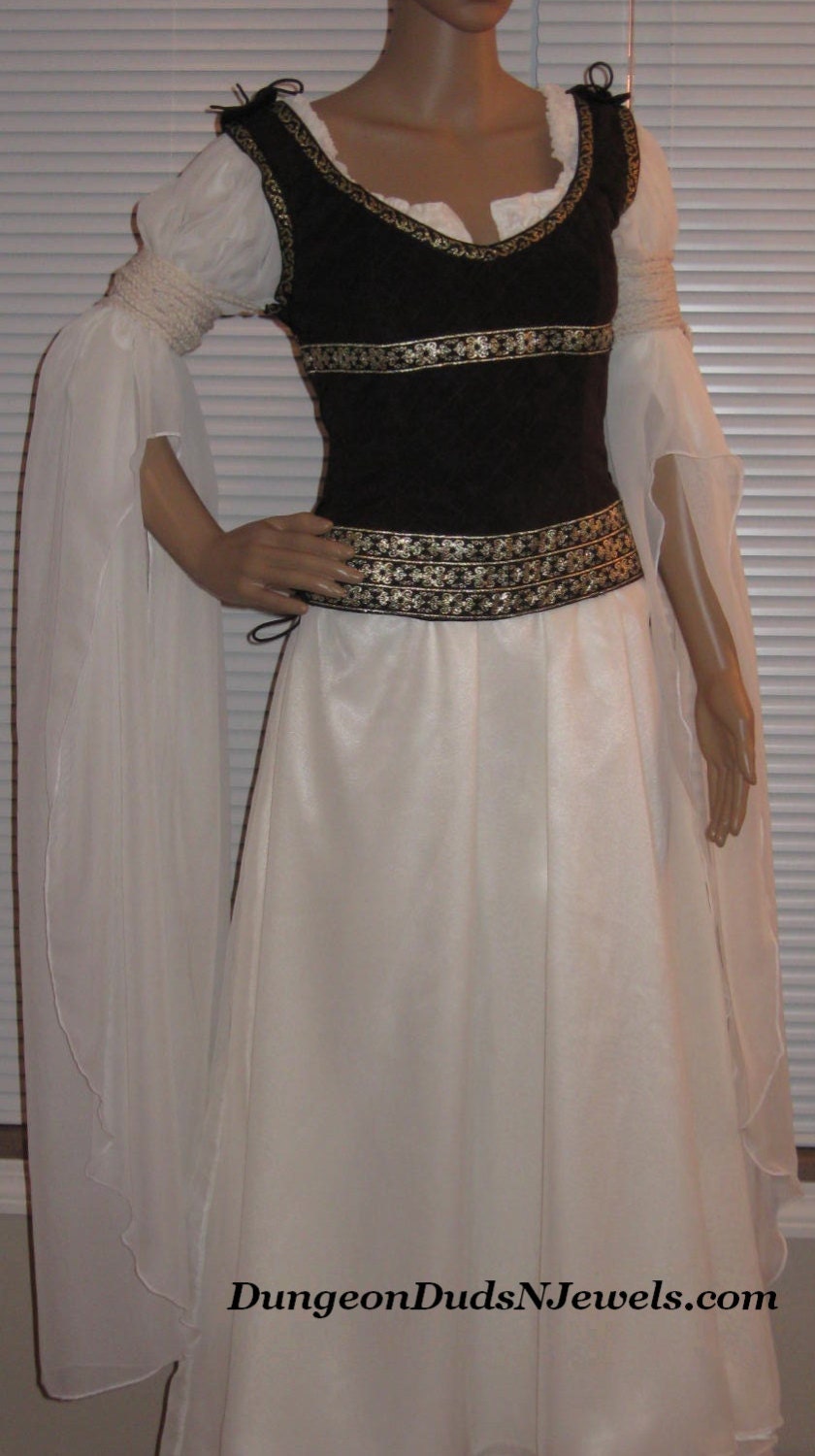 DDNJ Renaissance LOTR Eowyn Shield Maiden 2pc Gown Plus Custom Made  ANY Size Princess Fairy Larp Anime Cosplay