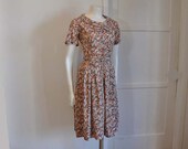 1950s dress / Abstract Vintage 50's Novelty Print Dress
