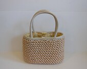 1960s purse / Mad Men Worthy Vintage 60's Nude Beads Basket Bag