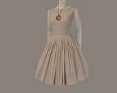 50s dress / Nipped and Tucked Vintage 1950's Pin Tuck Full Skirt Dress