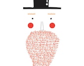 Digital Art Print - A gentleman and his mustache - i Love u Typographic