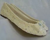 Sweet Wedding Ballet flats..vintage lace and Swarovski crystals..custom orders