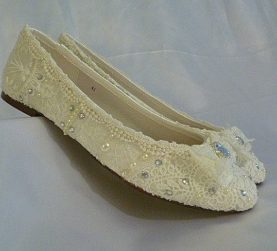 Sweet Wedding Ballet flats..vintage lace and Swarovski crystals..custom orders