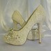 Twinkle Toes vintage lace wedding shoes 5 1/4 inch heel and peep toes..now located in the US
