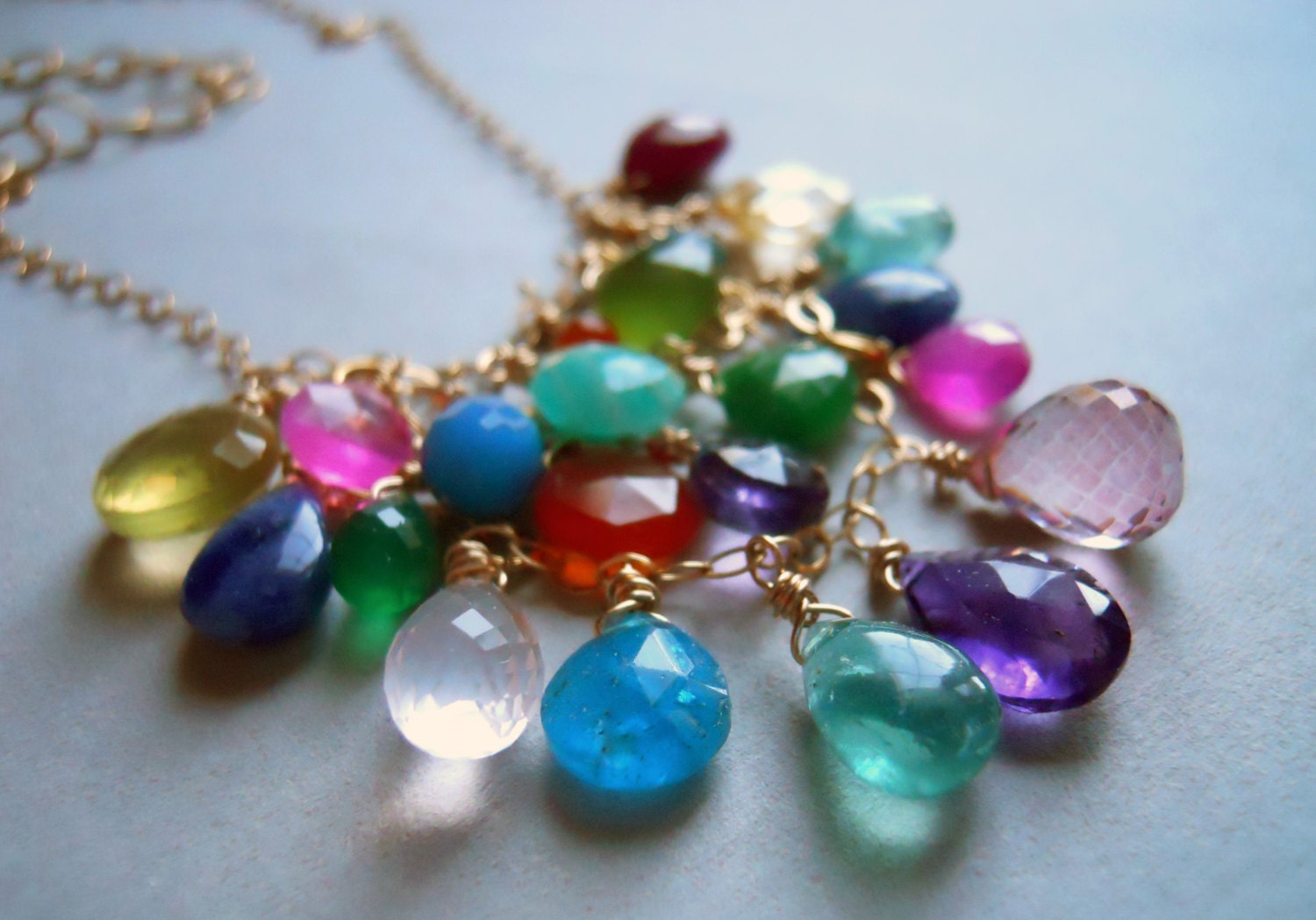 Go to Town Multi Gem Colorful Web BIB necklace