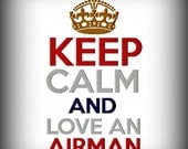 Keep Calm and Love An Airman Crown Machine Embroidery Design