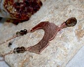 Hand Forged Lotus Jewelry, Ombre Smoky Quartz Necklace,  Hammered Copper Necklace -  Copper Lotus Necklace by LindaGeez