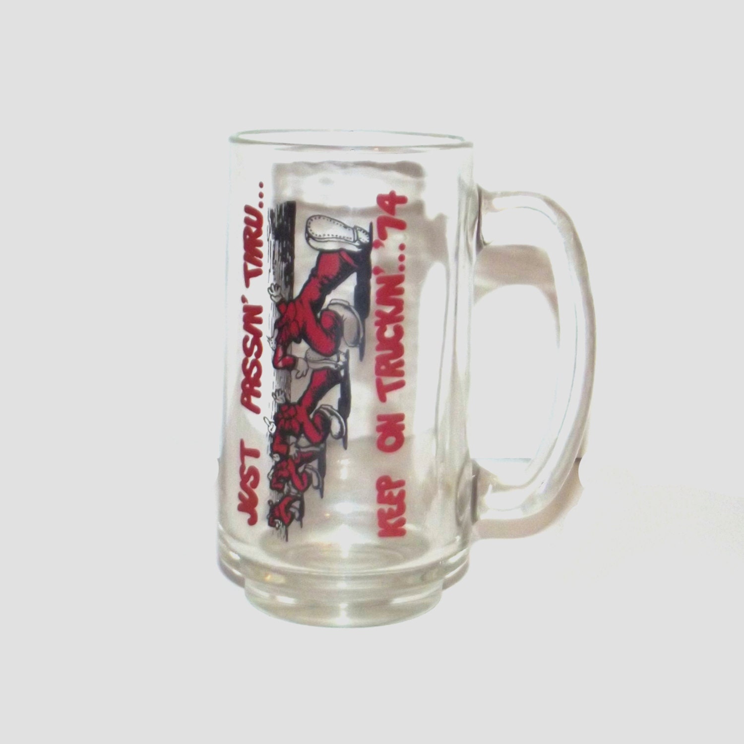 1970s R. Crumb beer mug / 70s vintage glass / Keep on Truckin' Stein