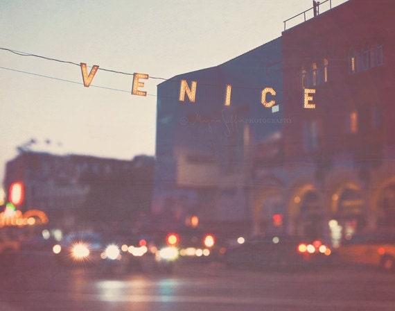 large wall decor, Venice beach sign, California photography, 16x20 print, LA photo, summer vacation, beach house, rainbow bokeh