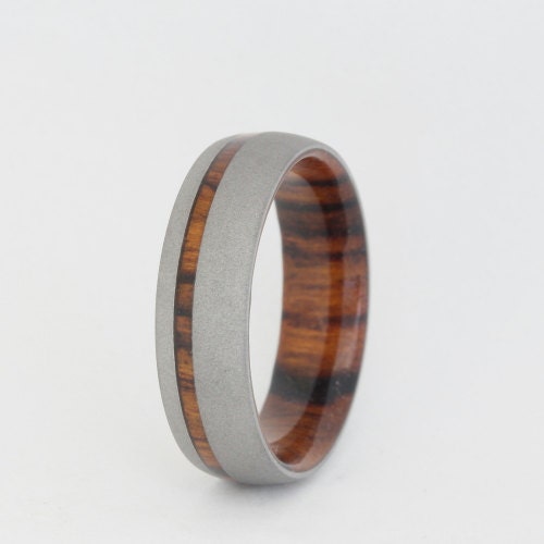 Mens Wood Ring with a Sandblasted finish