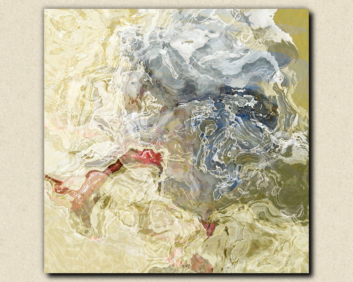 Abstract contemporary art stretched canvas print, 30x30 in neutral tones, from abstract painting "Time Warp"