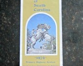 Vintage Map of South Carolina - 1979 - Primary Highway System