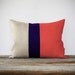 Color Block Stripe Pillow in Coral, Navy and Natural Linen by JillianReneDecor (12x16) Modern Home Decor Stripe Colorblock Trio Gift for Her