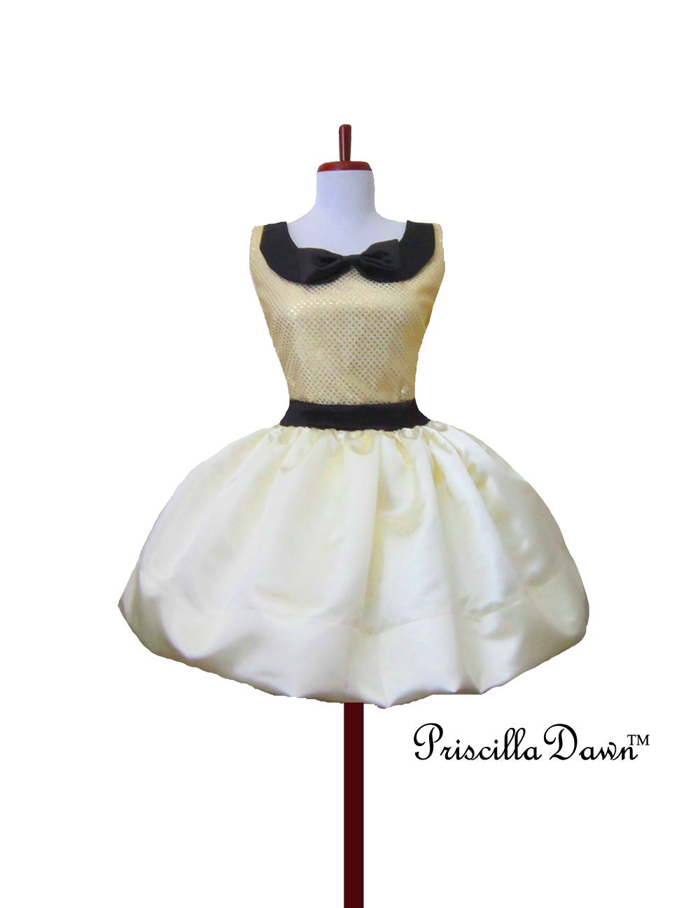 Gold and Cream with black Christina Dress CUSTOM IN YOUR Size Vintage inspired Prom dress peterpan collar Alice Inspired Dainty doll