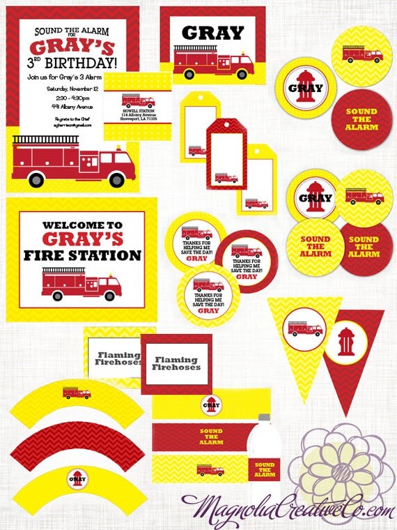 Firetruck Party Printable Party Collection Il_570xn