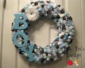 It's A Boy  Inspired Ribbon Wreath  16"