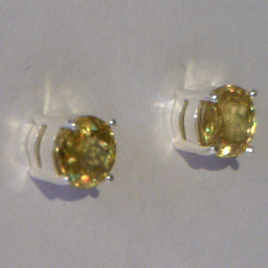 Yellow Sphene Round Gems Handmade Sterling 925 Silver Studs Ladies Post Earrings