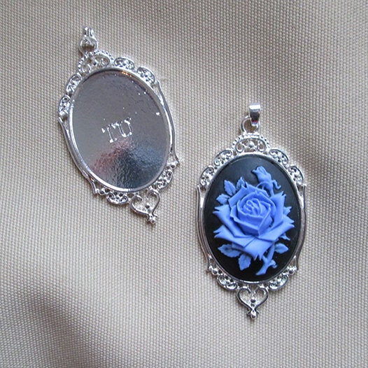 Destash Sale - Cameo Setting TU Blank 40x30mm - New style full back Shiny silver plated - 25 settings
