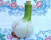 Garlic Cruet Bottle Figural Vinegar Oil Decanter Flower Vase Made in Italy Kitchen Decor