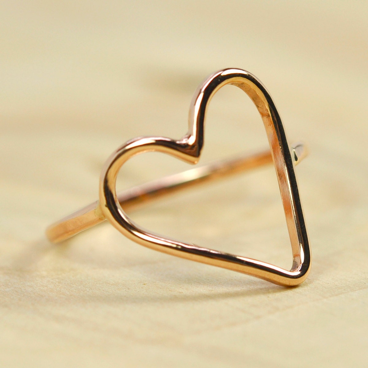Handmade Solid Gold Heart Ring 14K Rose Gold, Luxury Gift, Unique, Sea Babe Jewelry