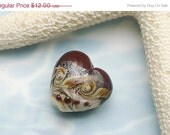 ON SALE 30% OFF Dark Cherry Stardust Heart Focal Bead - Handmade Glass Lampwork Bead -11831305