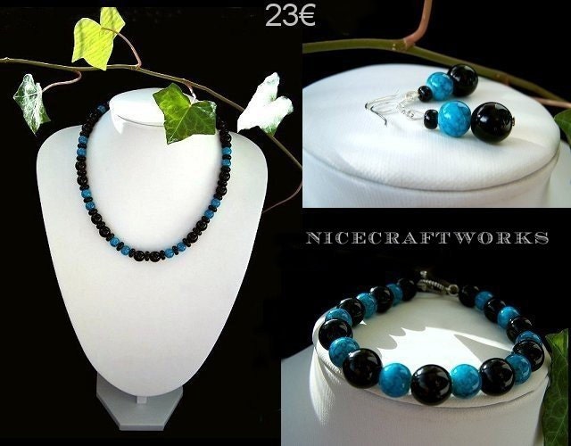 SALE - Blue Black Jewelry Set