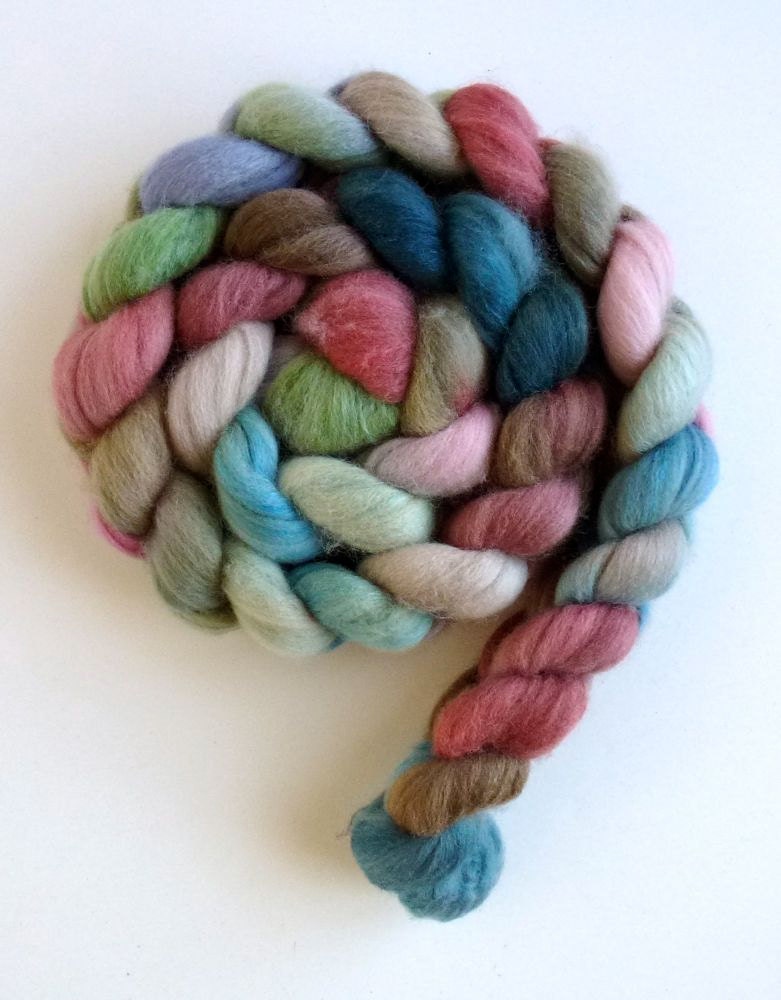 Polwarth/Silk Roving - Hand Painted Spinning or Felting Fiber, Indoor Garden
