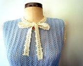 Crocheted Blouse // 1960s Crocheted Blouse // Bow Blouse