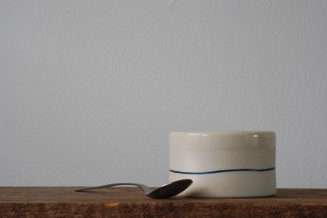 Discounted Porcelain Espresso/Whiskey Cup with Blue Stripe (Second)