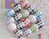 Handmade Fabric Buttons - Brown Red Blue Green Pink Black White Lace Country Checks Handmade Fabric Buttons 0.8 Inch 5's CHOOSE COLOR